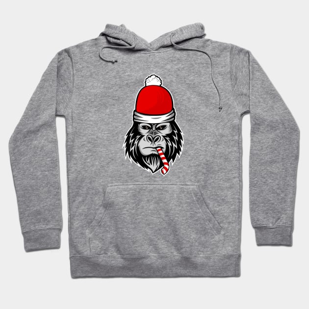 christmas santa claus gorilla candy cane Hoodie by gossiprag